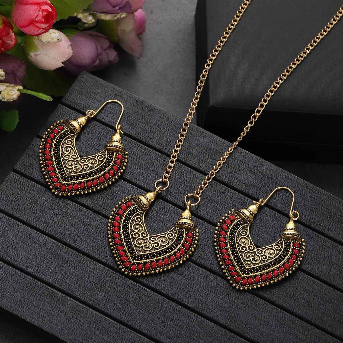 Colored Rope Winding Earrings Necklace Two-piece Set - VEX CLUB HOUSE