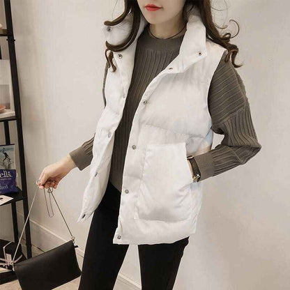 Women's Loose Short Down Cotton Vest Jacket - VEX CLUB HOUSE