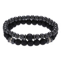 European And American Jewelry 8mm Black Frosted Copper Bead Spot Drill Spacer Elastic Set Bracelet Accessories Wholesale Men - VEX CLUB HOUSE