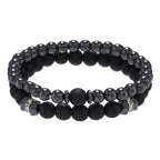 European And American Jewelry 8mm Black Frosted Copper Bead Spot Drill Spacer Elastic Set Bracelet Accessories Wholesale Men - VEX CLUB HOUSE