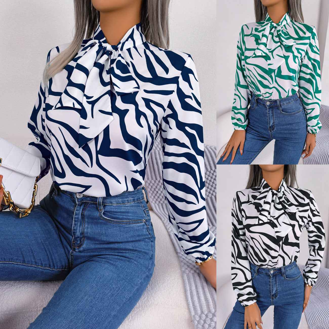 Elegant Contrasting-Color Striped Top For Women - VEX CLUB HOUSE