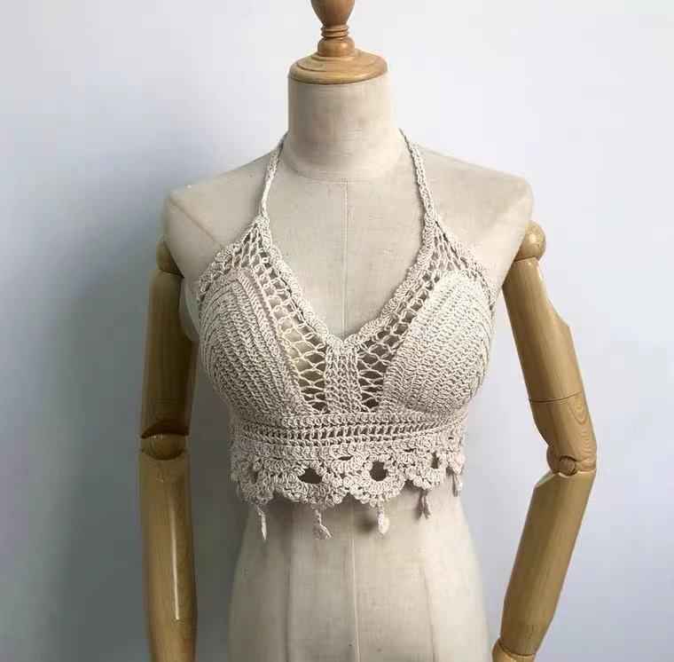 Lace-up Halterneck Exposed Vest Female Openwork Knitted Top - VEX CLUB HOUSE