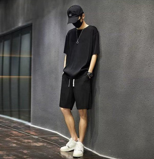 Men's Summer Thin Loose Short-sleeved Shorts High Sense Quick-drying Clothes Two-piece Suit - VEX CLUB HOUSE
