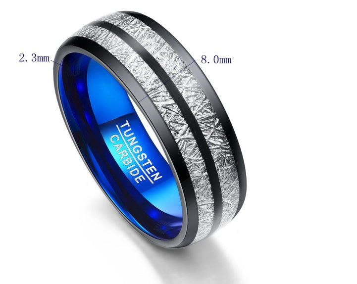 Wedding Band 8mm Width Men Women Rings Accessories Black Blue Tungsten Carbide Rings Couple Anillos Fashion Jewelry - VEX CLUB HOUSE