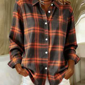 Womens Floral-Print Casual Loose-Fit Long-Sleeve Shirt - VEX CLUB HOUSE