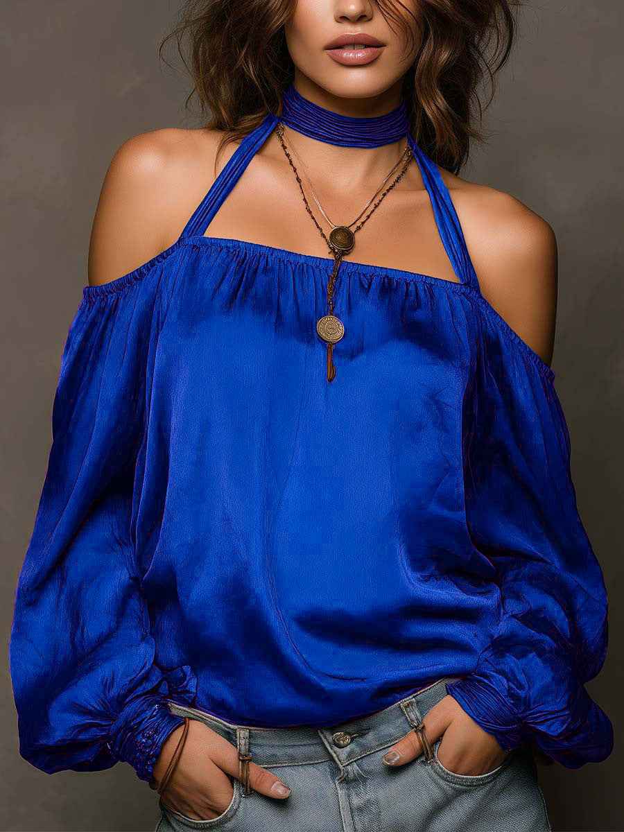 Womens Stylish Casual Off-shoulder Satin Top - VEX CLUB HOUSE