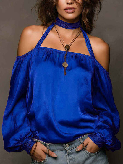 Womens Stylish Casual Off-shoulder Satin Top - VEX CLUB HOUSE