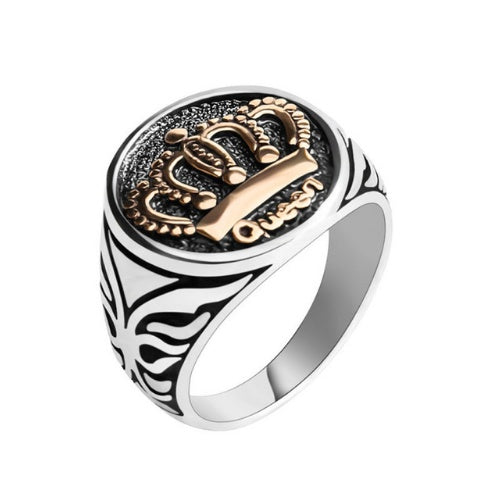 New Arrival King Queen Crown Signet Ring for Men Women Vintage Silver Color Carving Stars Punk Party Jewelry Gifts V E X C L U B H O U S E