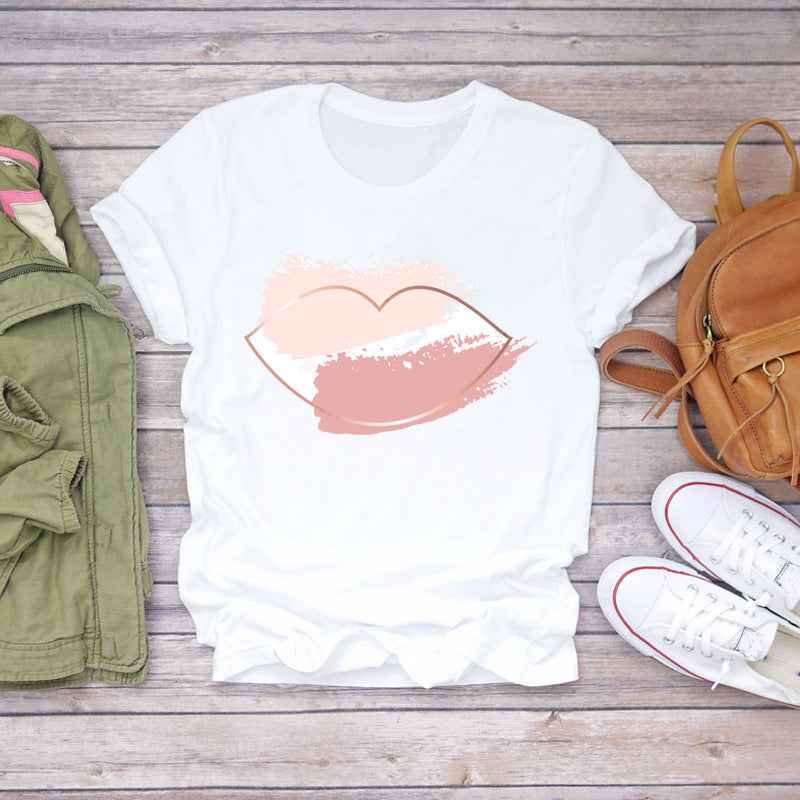 Watercolor Love Fashion Print Short-sleeved T-shirt Women's Trend - VEX CLUB HOUSE