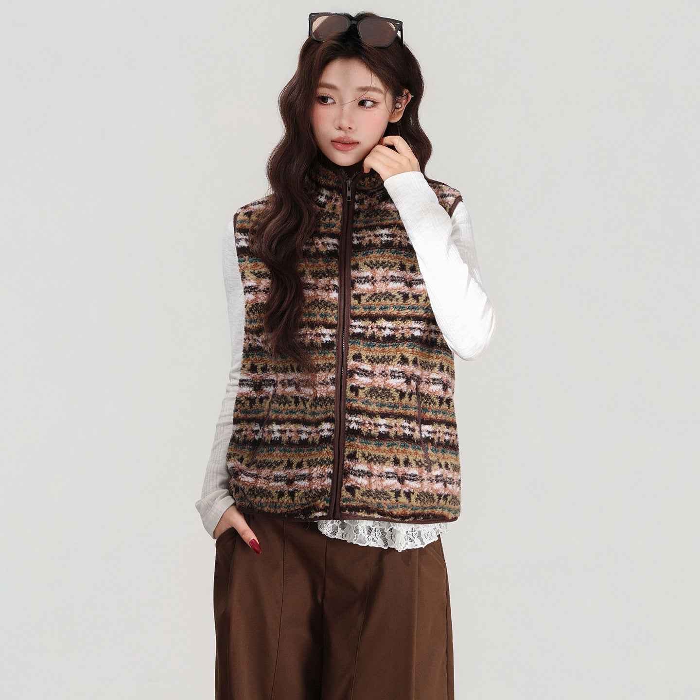 Retro Stand-collar Lamb Wool Vest Women's Cardigan Jacket For Autumn And Winter Layering - VEX CLUB HOUSE