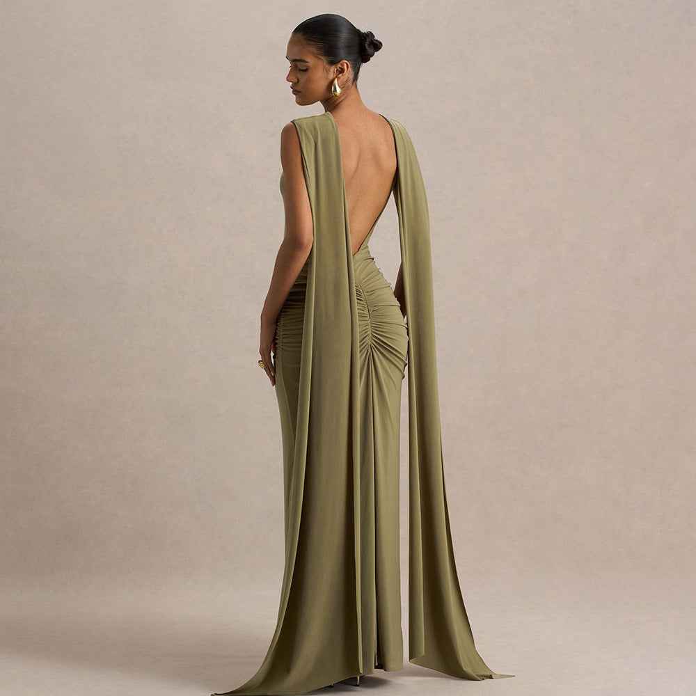 Sexy, Figure-hugging Backless Dress With Fluttering Ribbons - VEX CLUB HOUSE