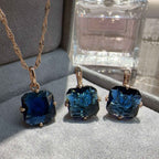 Ornament Sapphire Earrings And Necklace Set - VEX CLUB HOUSE