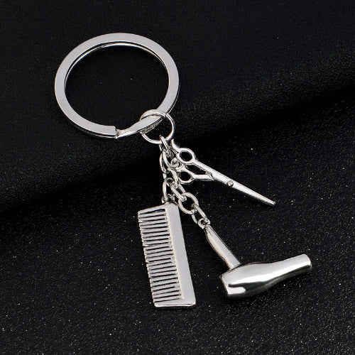 European and American jewelry fashion hairdresser hairdressing tools gold and silver alloy men and women gift key chain wholesale V E X C L U B H O U S E