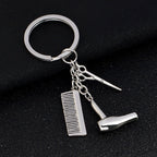 European and American jewelry fashion hairdresser hairdressing tools gold and silver alloy men and women gift key chain wholesale V E X C L U B H O U S E