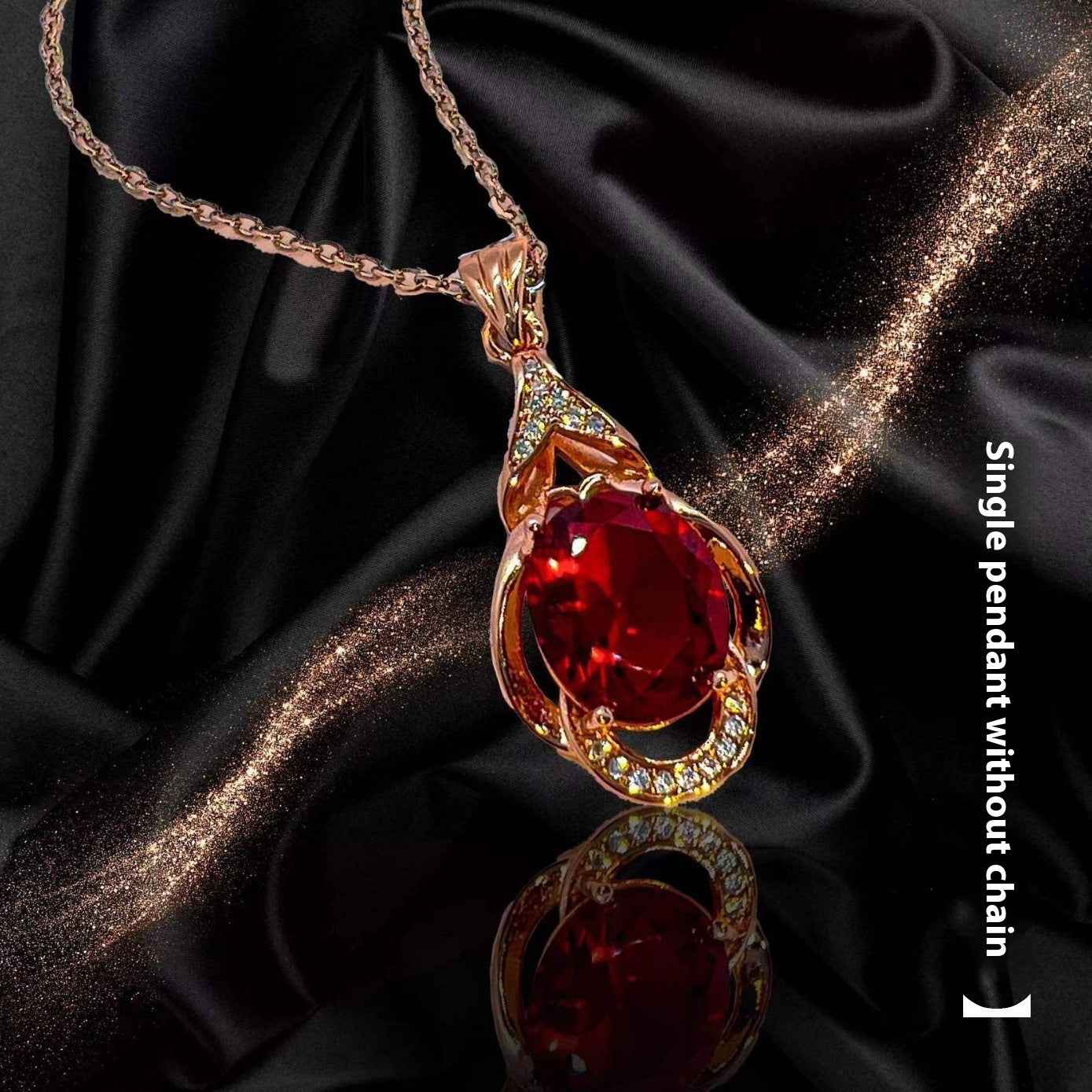 Women's Korean-style Red Tourmaline Colored Gemstone Pendant Necklace - VEX CLUB HOUSE