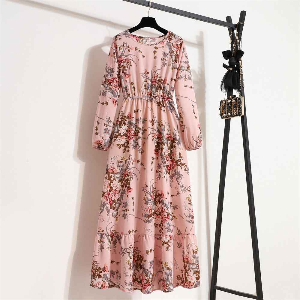Womens Versatile Round-neck Floral Chiffon Dress - VEX CLUB HOUSE