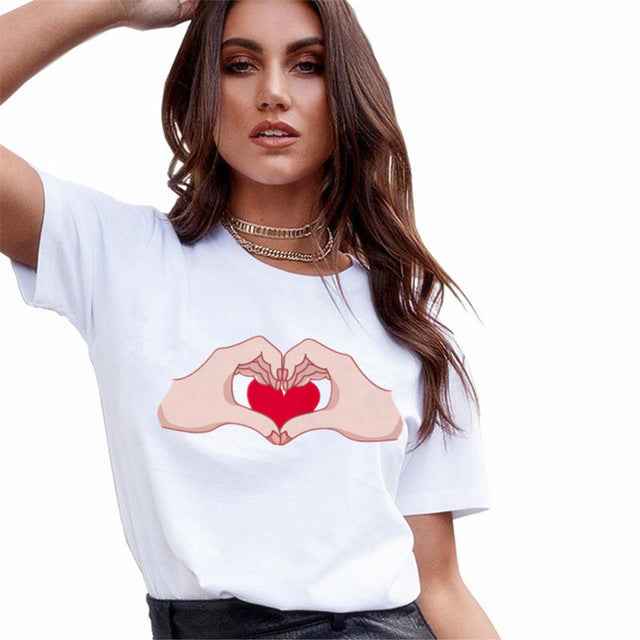 Casual Red Lip Print Ladies Short-sleeved Top T-shirt - VEX CLUB HOUSE