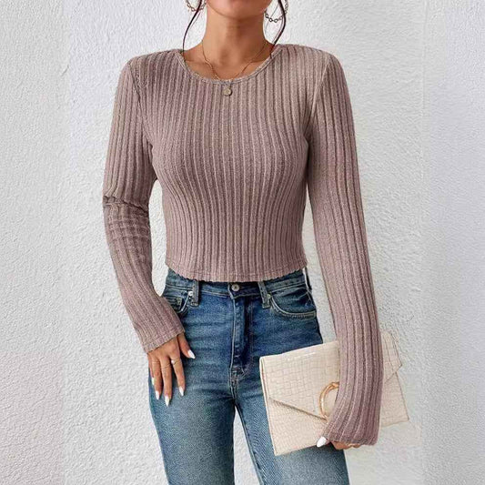 FallWinter Casual Slim-fit Solid-color Crew-neck Sweater - VEX CLUB HOUSE