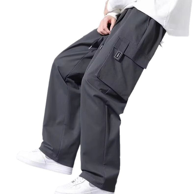 Large Loose Pockets Drawstring Boys Straight Cargo Pants - VEX CLUB HOUSE