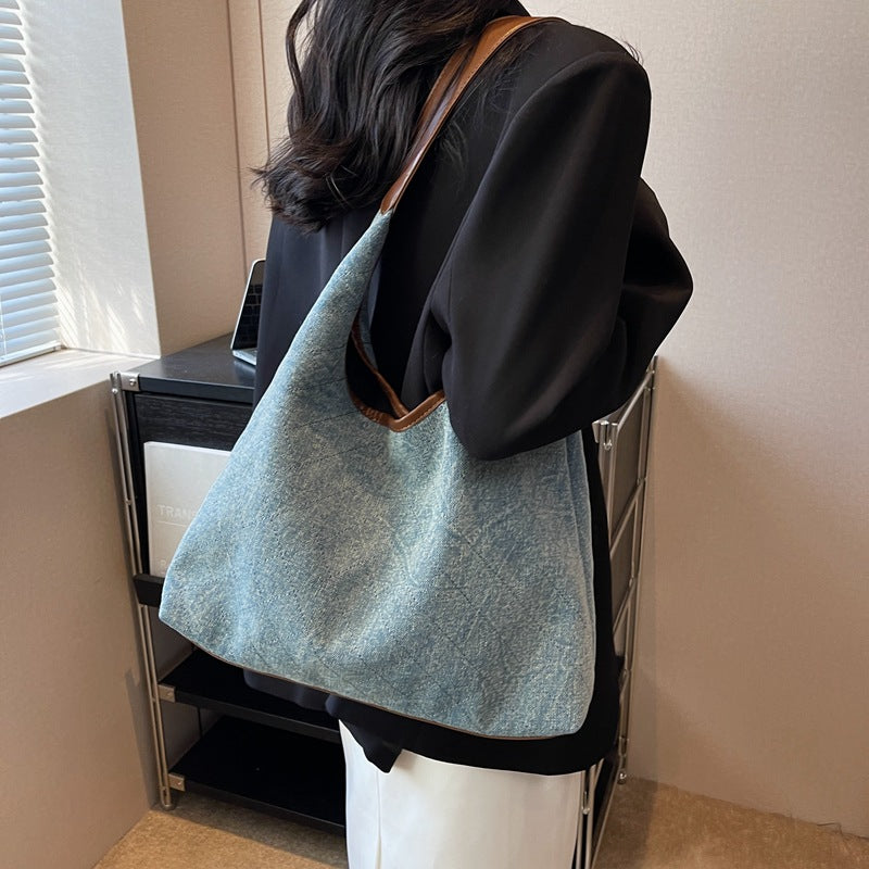 Denim Canvas Bucket Bag Fashion Large Capacity Shoulder Bags For Women Tote Handbag Female Shopping Bags - VEX CLUB HOUSE