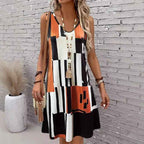 Casual Versatile And Stylish Striped V-neck Dress - VEX CLUB HOUSE