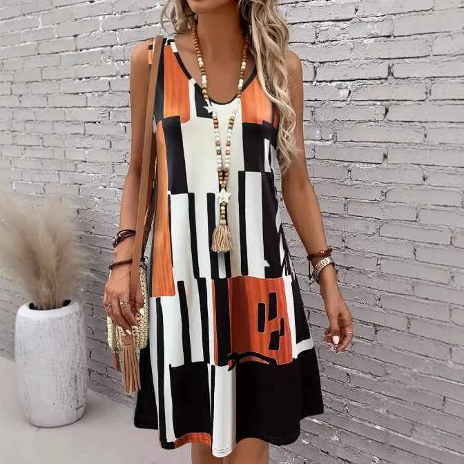 Casual Versatile And Stylish Striped V-neck Dress - VEX CLUB HOUSE