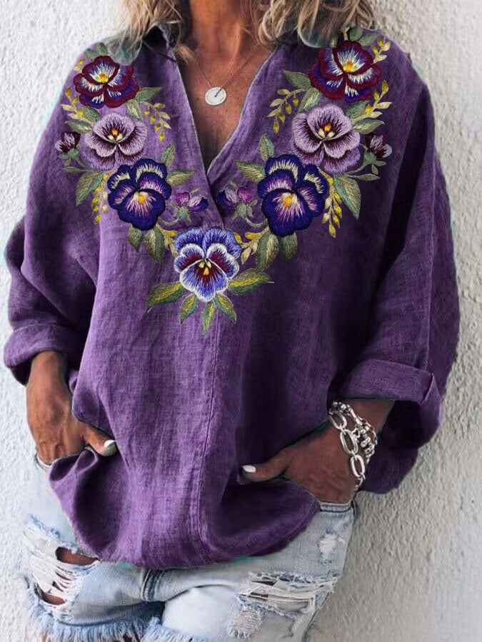 Womens American-style Digitally Printed Linen Shirt - VEX CLUB HOUSE