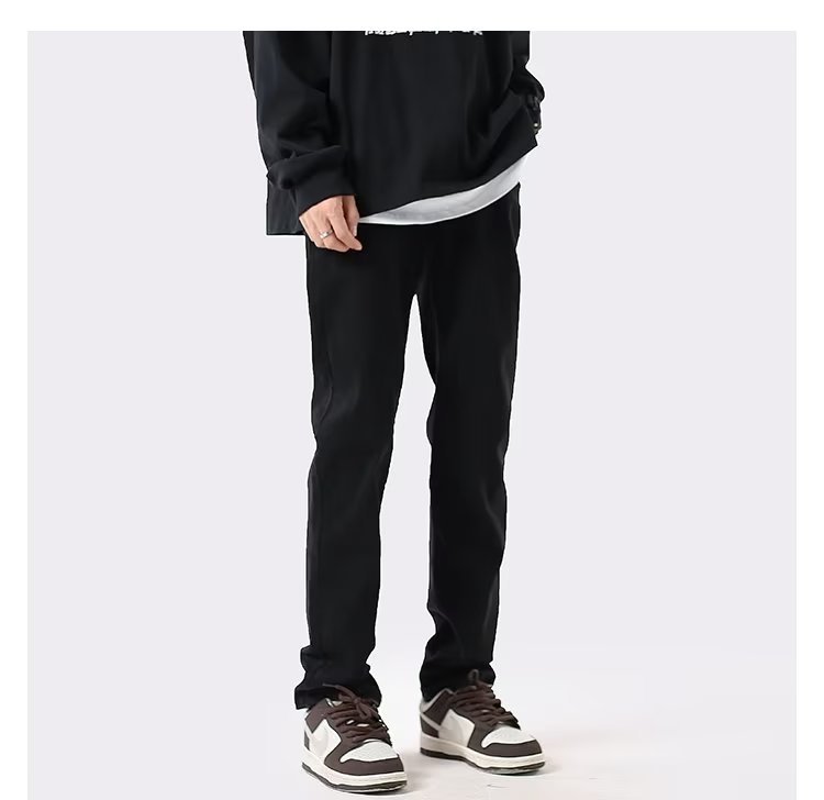 Men's Slim-fit Pure Black Straight Jeans - VEX CLUB HOUSE