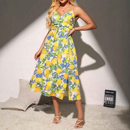 Women's V-neck Slip Dress With A Slit - VEX CLUB HOUSE
