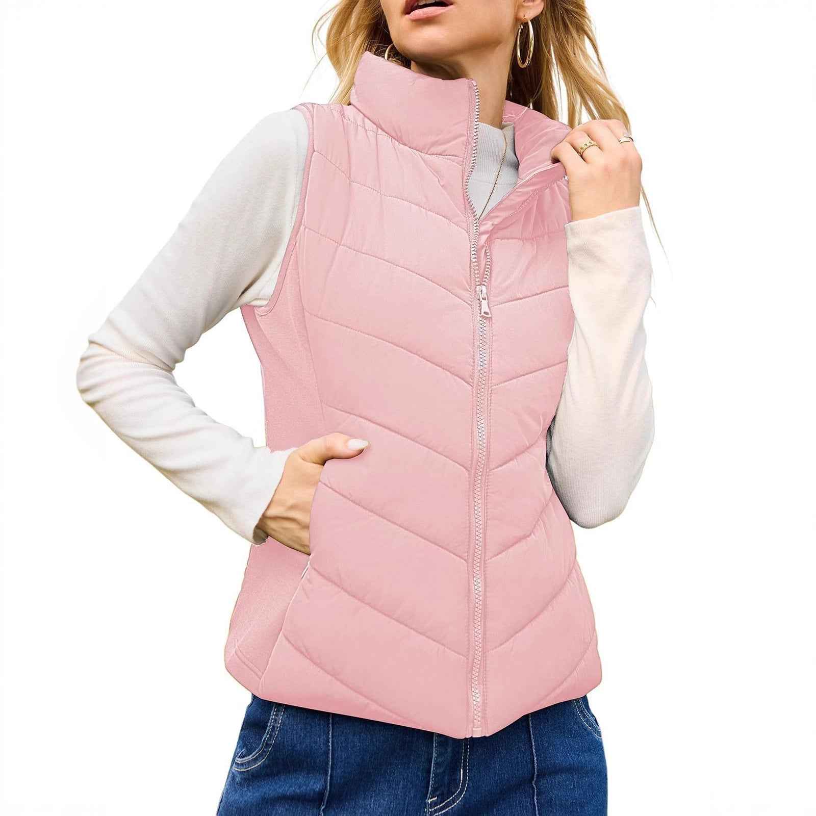 Simple Stand Collar Women's Thick Thermal Quilted Vest - VEX CLUB HOUSE
