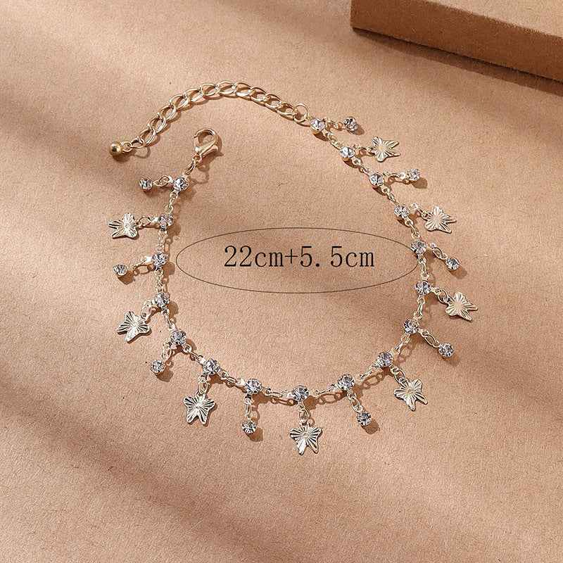 Butterfly Tassel Anklet Colorful Oil Necklace Flowers Leaves - VEX CLUB HOUSE