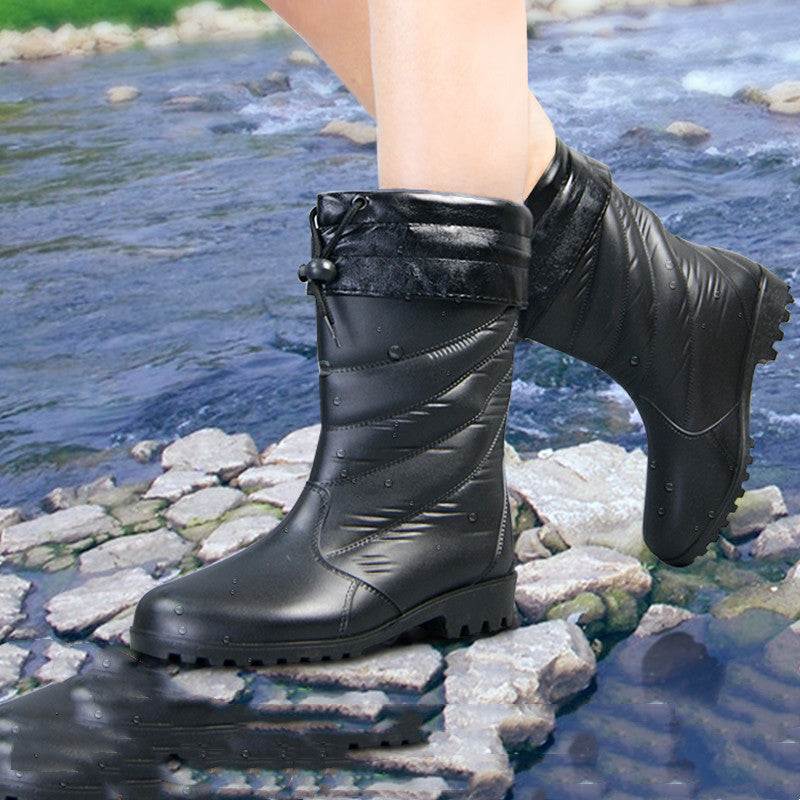 Boots Waterproof Shoes Rubber Shoes Women Warm Rain Boots - VEX CLUB HOUSE