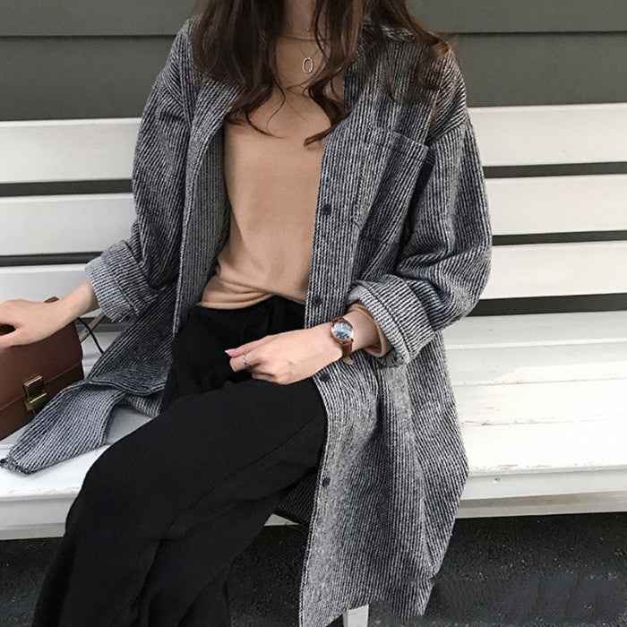 Women's Loose Mid-length Corduroy Shirt - VEX CLUB HOUSE