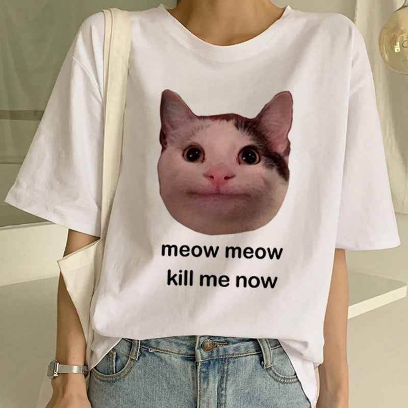 Cat Pocket Print Men And Women Couple Short Sleeve - VEX CLUB HOUSE