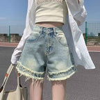 Raw-edge Denim Shorts For Women New Summer Style With A High Waist - VEX CLUB HOUSE