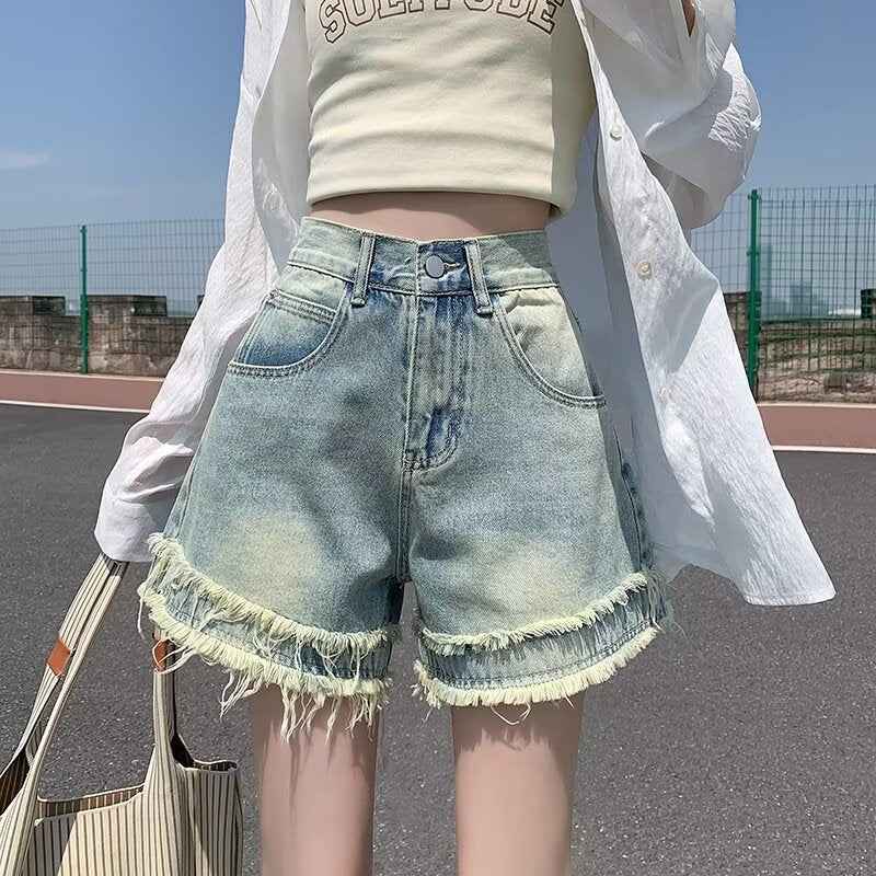 Raw-edge Denim Shorts For Women New Summer Style With A High Waist - VEX CLUB HOUSE