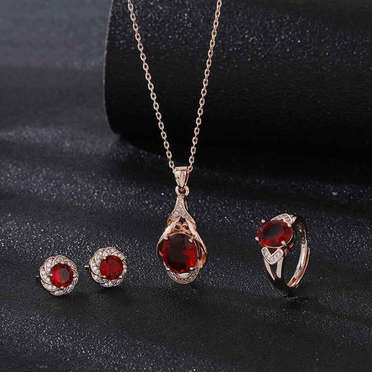 Women's Korean-style Red Tourmaline Colored Gemstone Pendant Necklace - VEX CLUB HOUSE