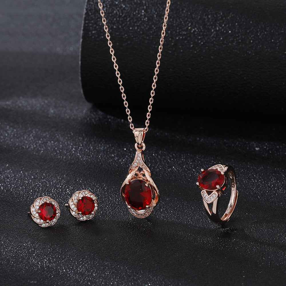 Women's Korean-style Red Tourmaline Colored Gemstone Pendant Necklace - VEX CLUB HOUSE