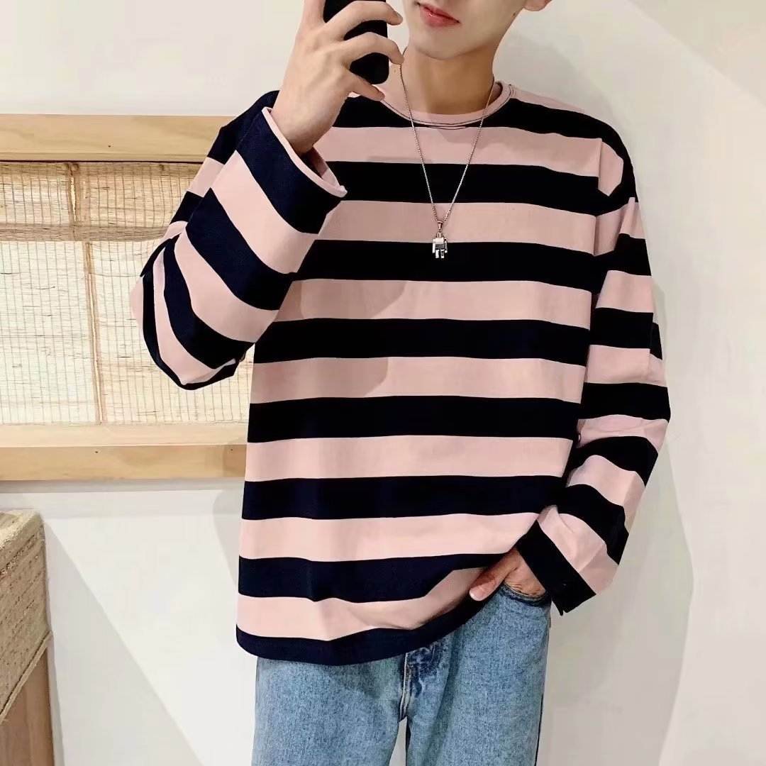 Autumn Striped T-shirt Loose Bottoming Round Neck Casual - VEX CLUB HOUSE