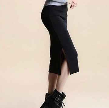 Mid-waist Rib Knitted Sheath Split Skirt - VEX CLUB HOUSE