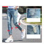 Men's ripped jeans cropped trousers - VEX CLUB HOUSE