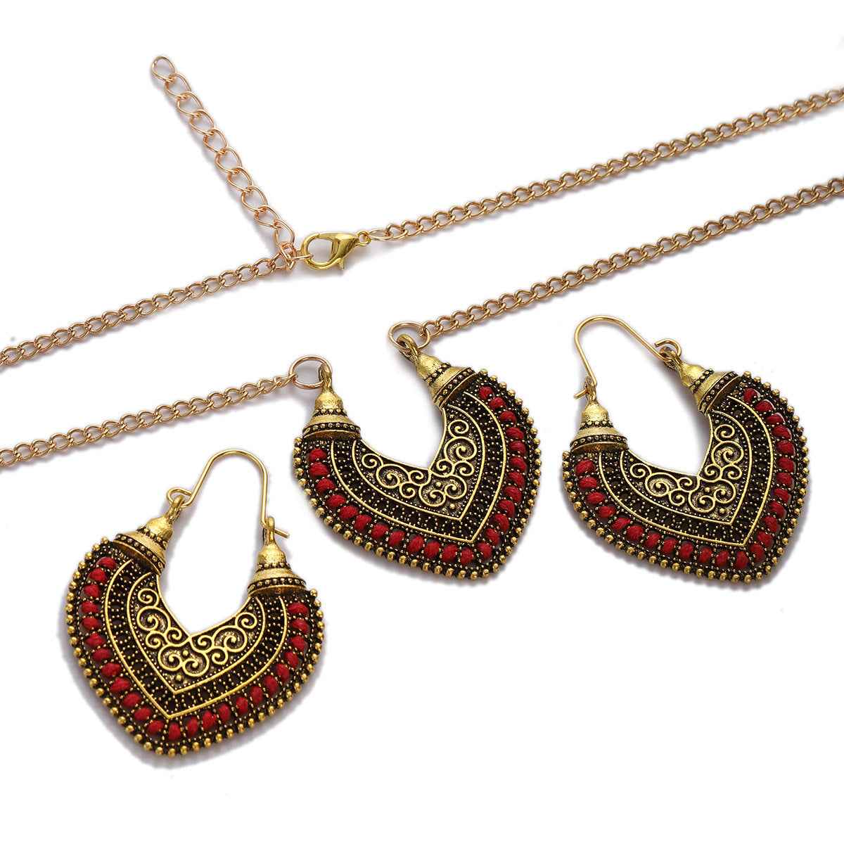 Colored Rope Winding Earrings Necklace Two-piece Set - VEX CLUB HOUSE