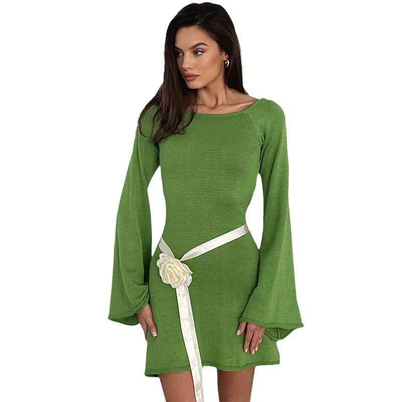 Womens Sexy Loose-fittingBackless Long-sleeve Dress - VEX CLUB HOUSE