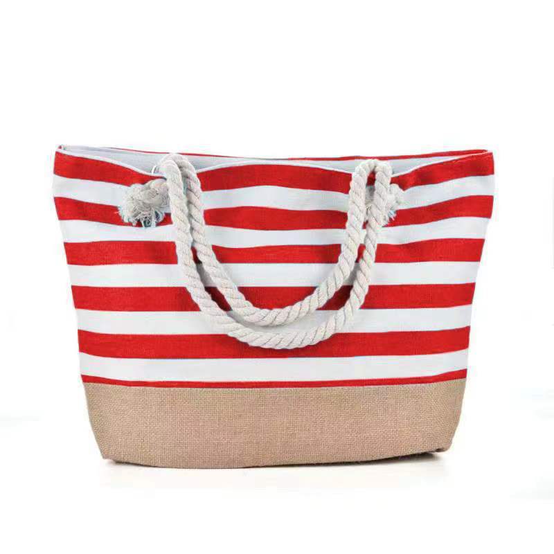 Striped Beach Bag Casual Large Capacity Women Shoulder Bags - VEX CLUB HOUSE