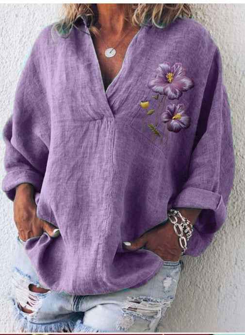 Womens American-style Digitally Printed Linen Shirt - VEX CLUB HOUSE