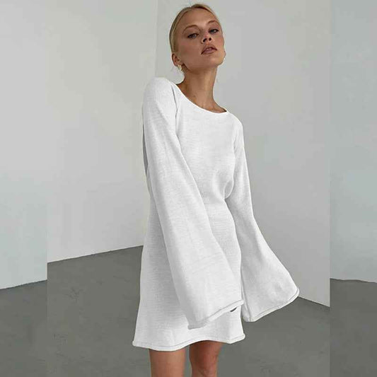 Womens Sexy Loose-fittingBackless Long-sleeve Dress - VEX CLUB HOUSE