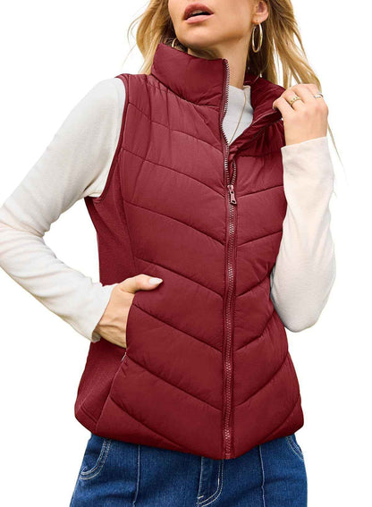 Simple Stand Collar Women's Thick Thermal Quilted Vest - VEX CLUB HOUSE