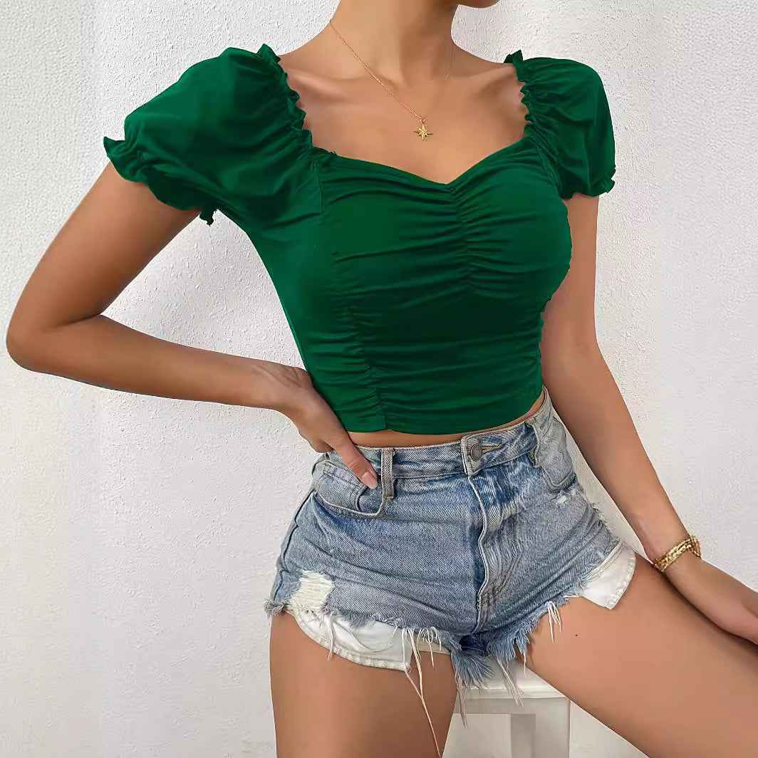 European And American Women's SpringSummer New V-neck Short Sleeve Loose Top - VEX CLUB HOUSE