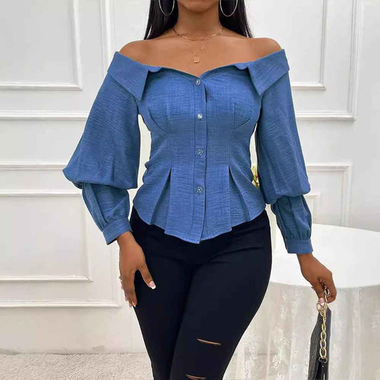 Womens Stylish Casual Belted Long-sleeve Shirt - VEX CLUB HOUSE