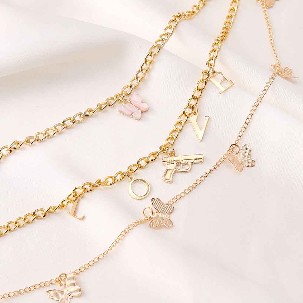 Chain Butterfly Necklace Women Multilayer Pendant Necklace Set Women - VEX CLUB HOUSE